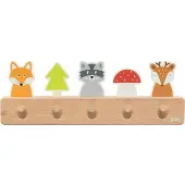 Goki Kinder kapstok - - De vrienden van het bos - 5 haken - Bosmotieven - Hout