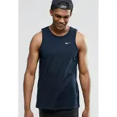 Nike geborduurde Swoosh heren tanktop met atletisch gymvest in marineblauw