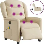 Syfax Massagestoel elektrisch verstelbaar stof crèmekleurig