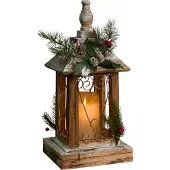 Beliani SAIMA - LED-kerstdecoratie - Donkerbruin - Dennenhout