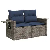 vidaXL 8-delige loungeset voor de tuin met kussens, grijs, kunststof vlechtwerk