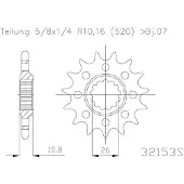 Esjot 32153 520 Racing Voortandwiel