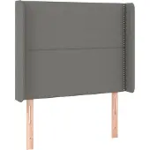 vidaXL Hoofdbord met randen 147x16x78/88 cm stof donkergrijs