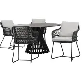 AVH-Collectie Taranto Pasadena dining tuinset 140xH75 cm 5 delig antraciet