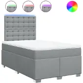 vidaXL Boxspring met matras stof lichtgrijs 120x190 cm