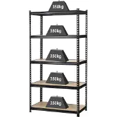 Toolcraft 1530556 Stellingkast (extra stevig) 350 kg Metaal, MDF Antraciet/zwart Hout