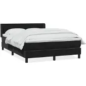 vidaXL Boxspring met matras fluweel zwart 160x210 cm