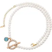 NAEMI Ketting lichtblauw / goud / parelwit