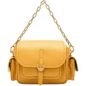 Coccinelle Leather Cross Body Bag With Chain Strap In Yellow Maat: OS | Handtassen Outlet | Dames | Geel