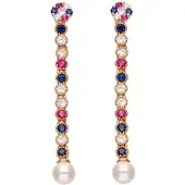 NAEMI Oorbellen saffier / goud / pink / wit