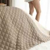 Markizeta Gewatteerde sprei/plaid 170x210 cm - Structuurstof, koffiekleur