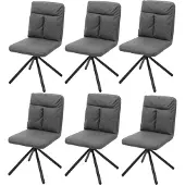 MCW Set van 6 eetkamerstoelen -G58, keukenstoel, draaibare autostoel textiel/stof ~ grijs