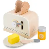 Woet Houten Broodrooster Speelset - Inclusief Brood, Boter, Mes, Bordje en Jam - Speelgoedkeukenmachine - Toaster voor Kinderen - Rollenspel Keukenspeelgoed - Vanaf 3 Jaar