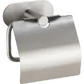 Wenko Turbo-Loc Toiletrolhouder met klep Orea RVS mat - Toiletpapier houder - WC Rolhouder - Bevestigen zonder boren - Zelfklevend - 10 jaar garantie