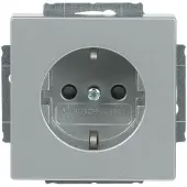 Busch-Jaeger BJ toekomstbestendige, lineaire Schuko-combinatie 20EUCKS-83 met verhoogde montageplaat / aluminiumzilver