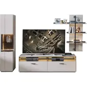 Wohn-Concept Como TV/woonkameroplossing Gelakt hout/graniet steenfineer Sahara crème gelakt