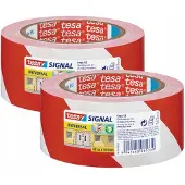 TESA Signaaltape Wit-Rood 66m x 50mm - 2 st