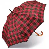 Happy Rain Lange Golfparaplu Rood/Bordeaux Geruit