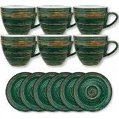 Wilmax Espresso Kop 75ml & Schotel 11cm Groen Porselein 6 stuks