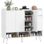 HOMCOM Schoenenkast MDF, grenenhout 120L x 35B x 100H cm Wit
