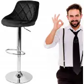 EHokery Draaibare Barstoel CYDRO Zwart Velvet - Verstelbaar & Comfortabel