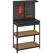 HOMCOM Gereedschapsstandaard - Staal - 80x40,5x155cm - Zwart