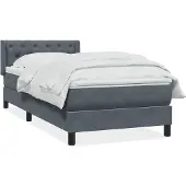vidaXL - Boxspring - met - matras - fluweel - donkergrijs - 80x220 - cm