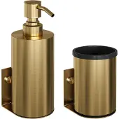 Brauer Zeepdispenser en Beker Model A Incl. Wand Ophanging en Magnetisch opzetvlak Geborsteld Goud