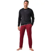 JP 1880 Pyjama lang donkerrood / zwart / wit