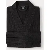 Fresh & Co Badjas Wafel Katoen - Zwart L/XL / Zwart