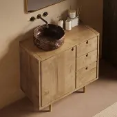 Livli Empresa badmeubel 90cm met ronde dark emperador waskom