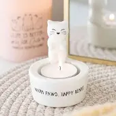 Something Different - Warm Paws Happy Heart Cat Theelichthouder - Wit