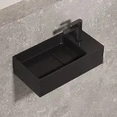 Saniclear Itsie fontein mat zwart met kraangat rechts 39x22x10cm