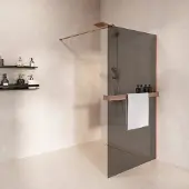Saniclear Metric inloopdouche 80cm met handdoekhouder en rookglas geborsteld koper