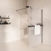 Saniclear Metric inloopdouche 110cm met handdoekhouder en ribbelglas verouderd ijzer - gunmetal