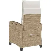vidaXL Verstelbare tuinstoel met bijzettafel poly rattan beige