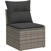 vidaXL 4-delige loungeset voor de tuin met kussens, grijs, polyrotan