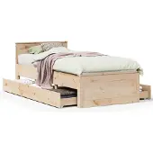 vidaXL Bedframe zonder matras met hoofdbord grenenhout 90x200 cm