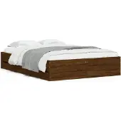 vidaXL Bedframe met lades bewerkt hout bruin eikenkleur 120x190 cm