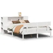 vidaXL Bed met boekenkast zonder matras grenenhout wit 160x200 cm