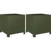vidaXL Plantenbakken 2 st 40x40x40 cm staal olijfgroen