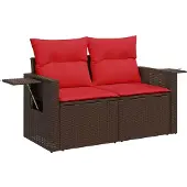 vidaXL 6-delige tuinbankset met kussens, bruin polyrotan