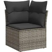 vidaXL 10-delige loungeset voor de tuin met kussens, grijs, polyrotan