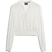 Superdry Lace Trim Smocked Blouse Met Lange Mouwen