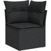 vidaXL 10-delige loungeset voor de tuin met kussens, zwart, polyrotan