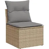 vidaXL 13-delige Loungeset met kussens poly rattan beige
