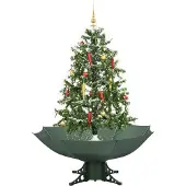 vidaXL Kerstboom sneeuwend met paraplubasis 140 cm groen