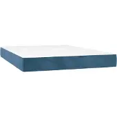 vidaXL Pocketveringmatras medium 140x210x20 cm fluweel donkerblauw