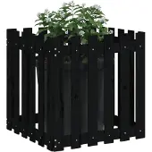 vidaXL Plantenbak met hekontwerp 60x60x60 cm massief grenenhout zwart