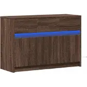 vidaXL Tv-meubel met LED 91x34x61 cm bewerkt hout bruin eikenkleurig